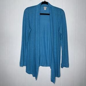 Chico’s Women’s 100% Linen Cardigan Sweater Blue Size 0, Small